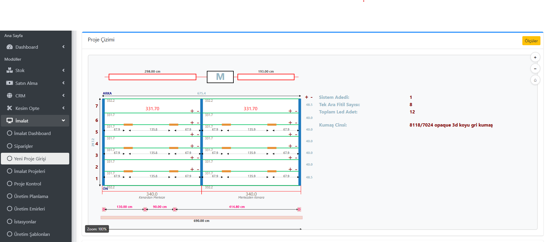 Pergola üst görünüm teknik çizim